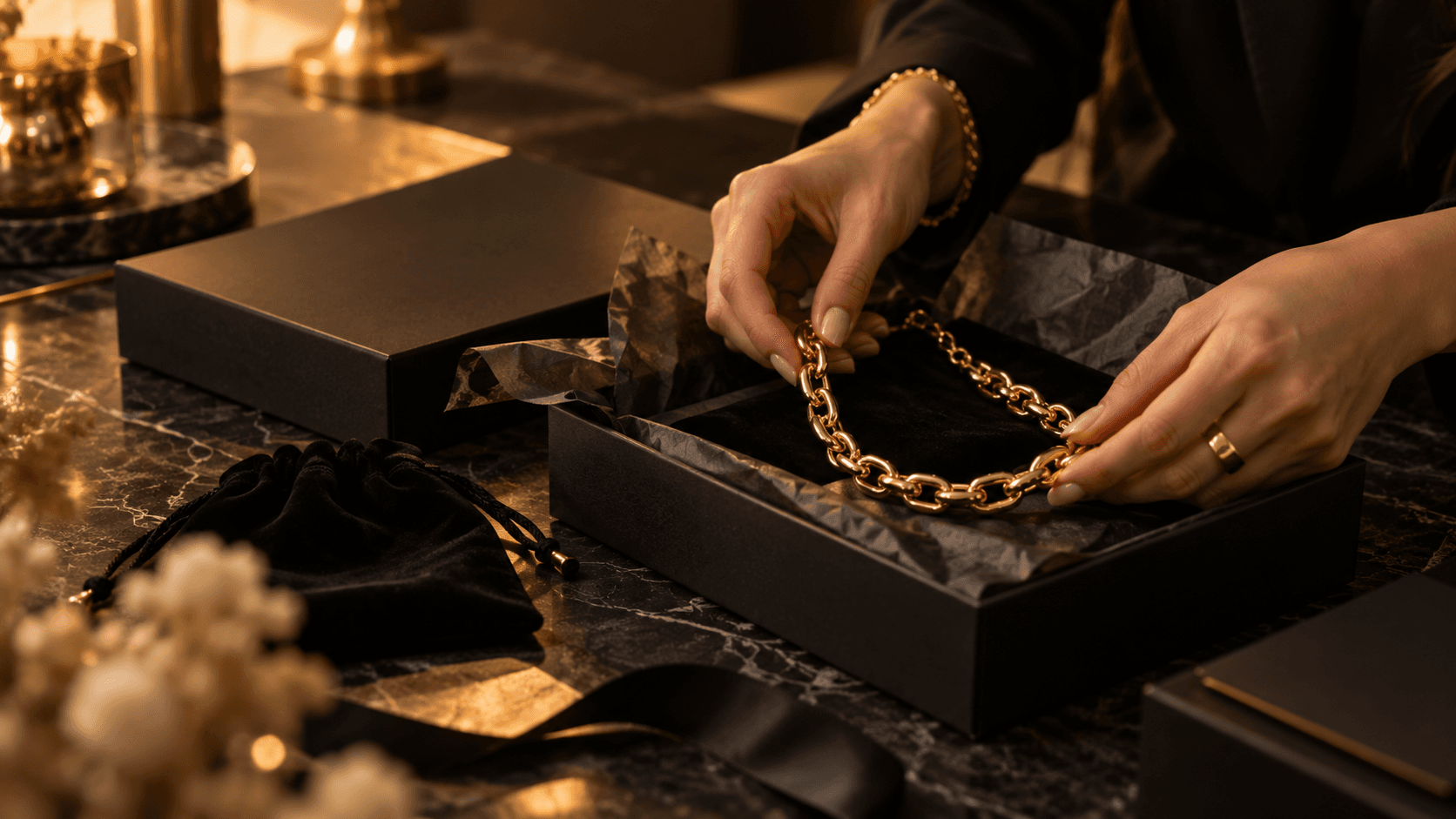 Elvarra jewellery in warm light