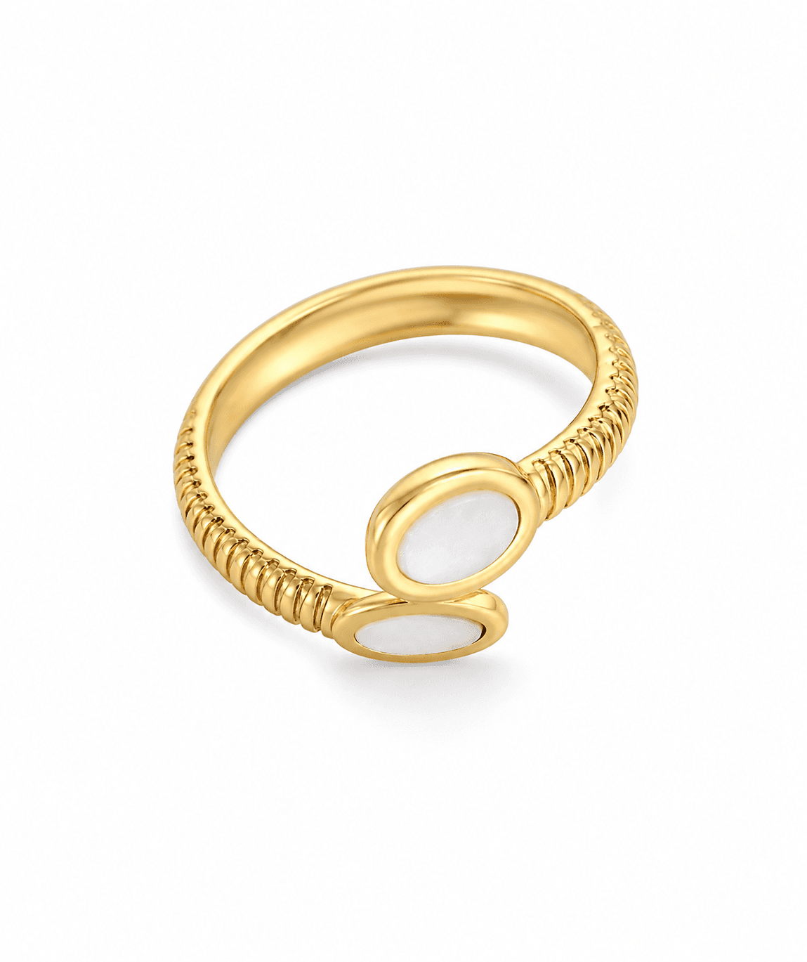 Elvarra Anti-Tarnish Dual Pearl Adjustable Ring