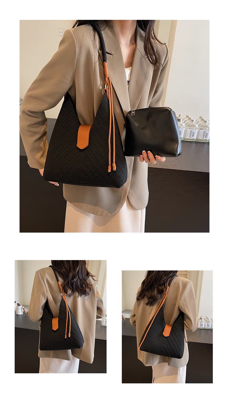 Knitted underarm bag for women Black - alternate
