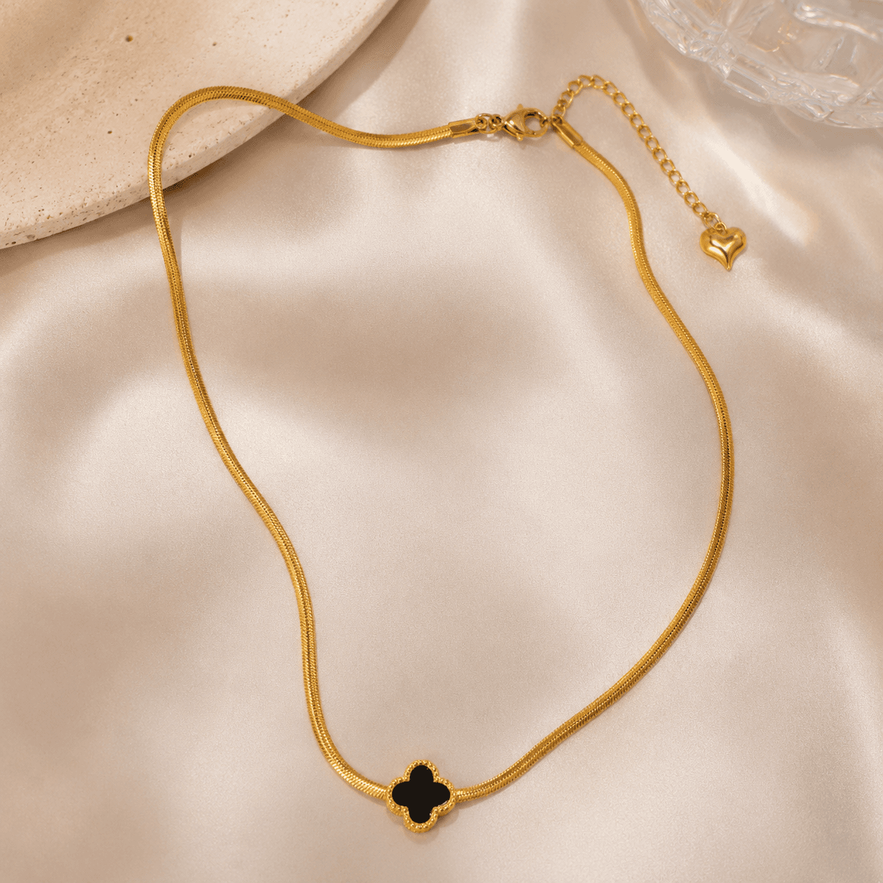 Black Clover Gold Snake Chain Necklace | Anti Tarnish Minimal for Women