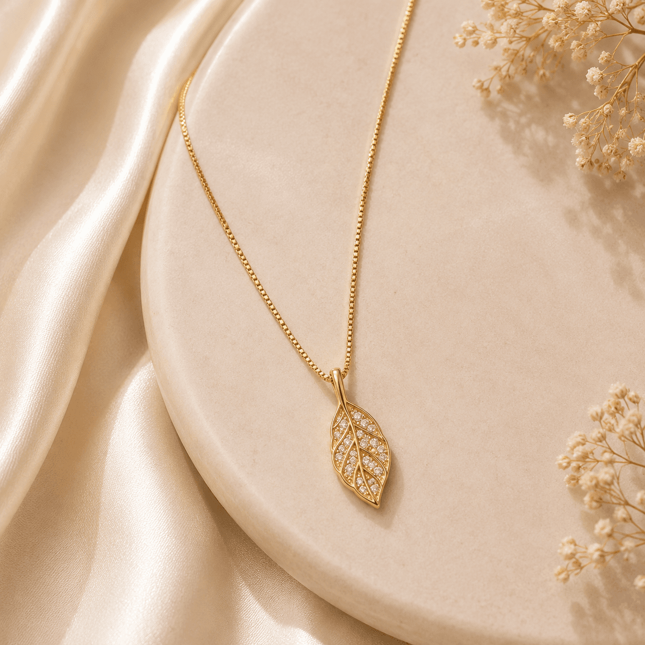 Elvarra Crystal Leaf Anti-Tarnish Necklace